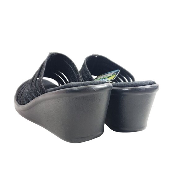 Skechers Womens Size 9.5 Black Open-Toe Wedge Slide Sandals - Picture 5 of 9